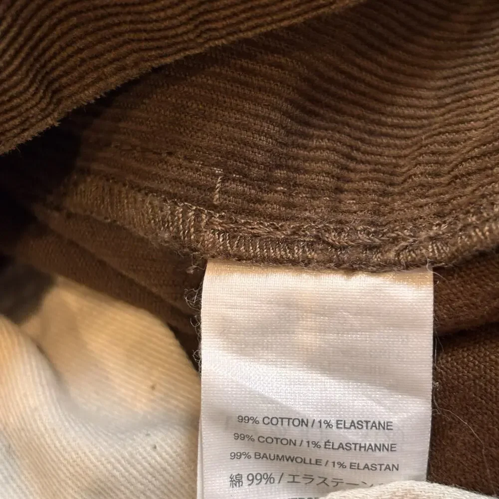 J. Crew 770 Straight Fit Dark Khaki Corduroy 5-Pocket Pant 32x34 Cotton Stretch*